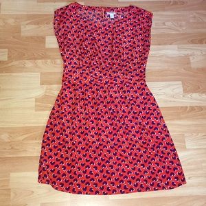 Red Old Navy dress with blue hearts - size M